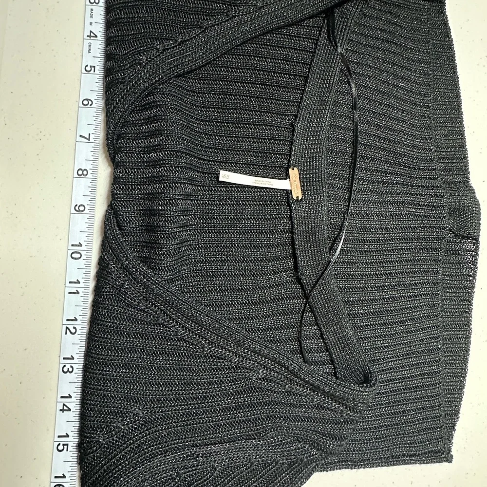 Free People‎ Game On Ribbed Cardigan Size XS Black Basic Staple Minimalist